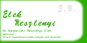 elek meszlenyi business card